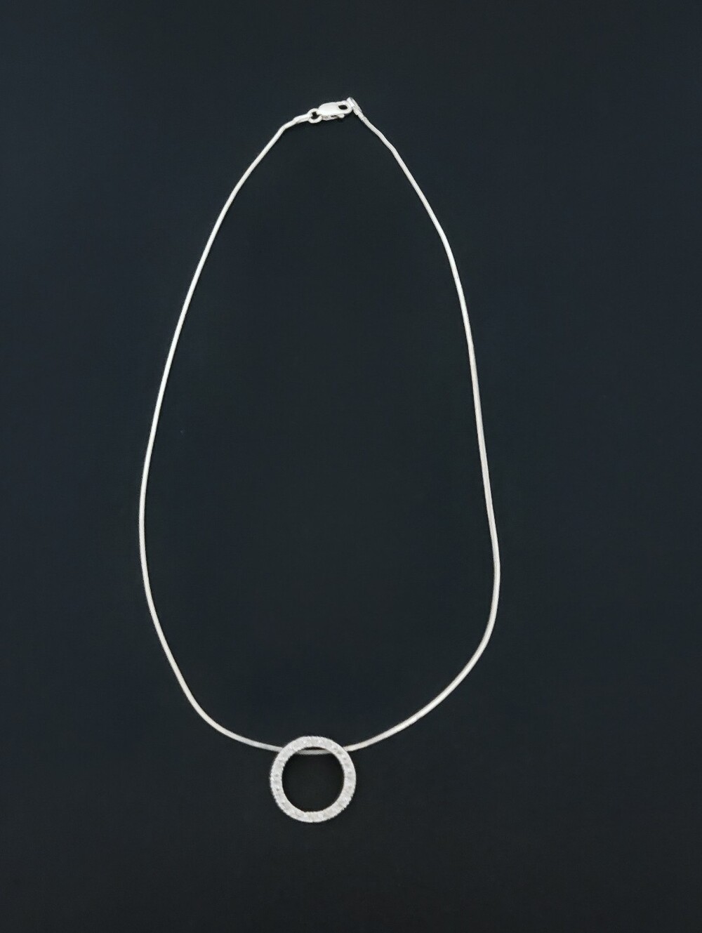 925 Sterling Silver Diamond Accent Circle Pendant Necklace